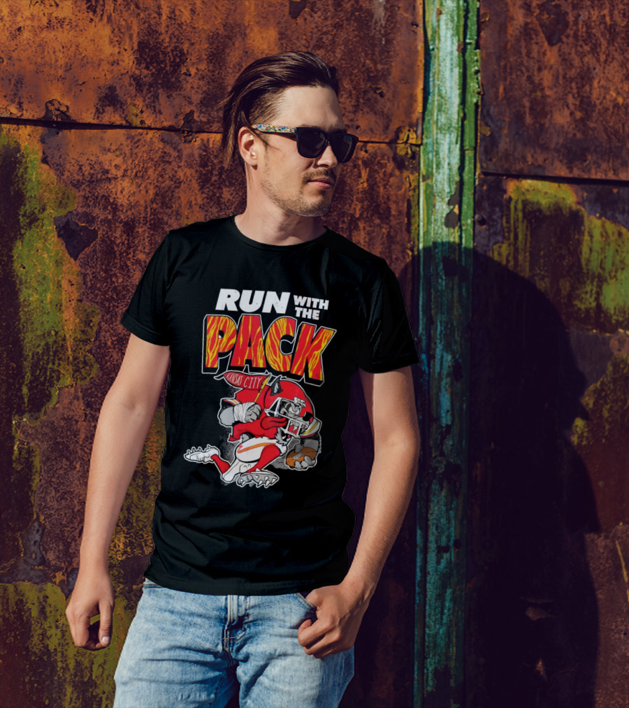 Run With The Pack Kansas City Chiefs KC Wolf 2025 T-Shirt