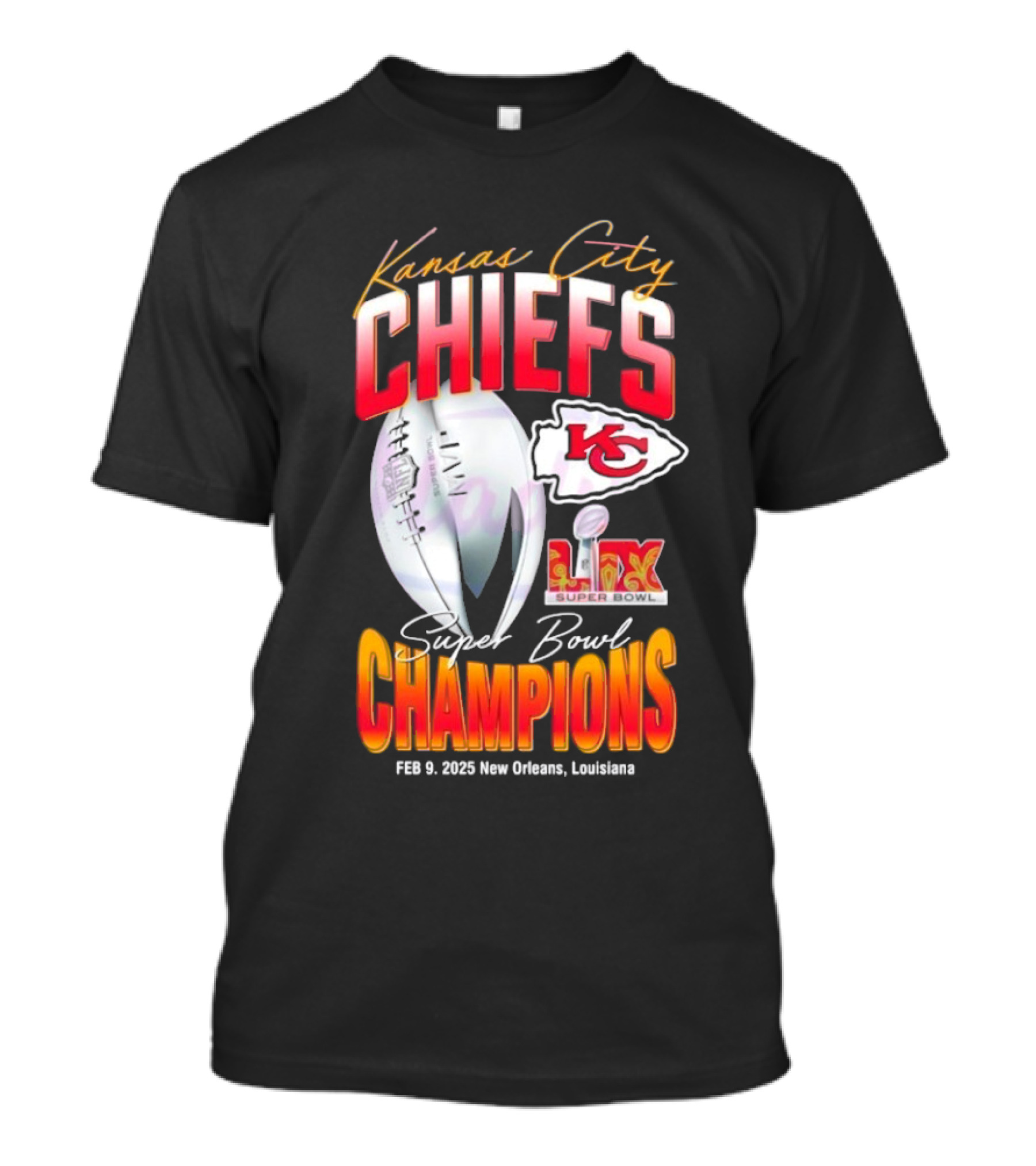 Kansas City Chiefs LIX Super Bowl Champions New Orleans February 2025 T-Shirt