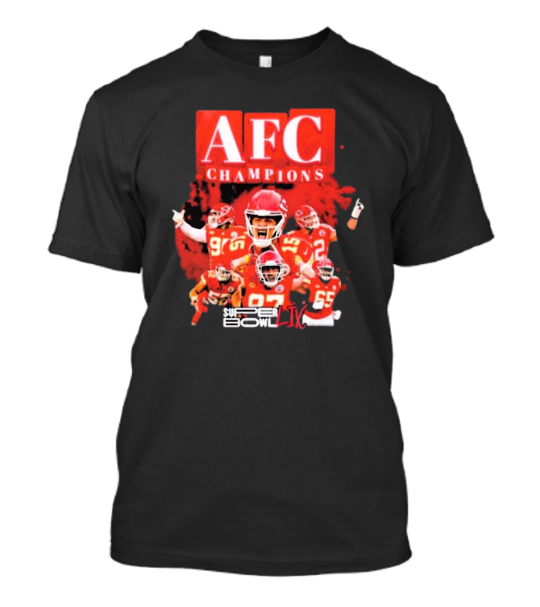Kansas City Chiefs Patrick Mahomes AFC Champions Super Bowl LIX 2024 Victory Celebration T-Shirt