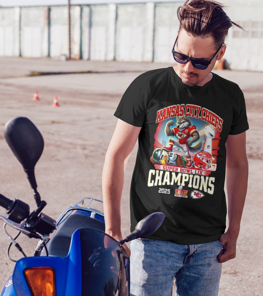 Kansas City Chiefs Super Bowl LIX Champions 2025 Mascot Victory T-Shirt