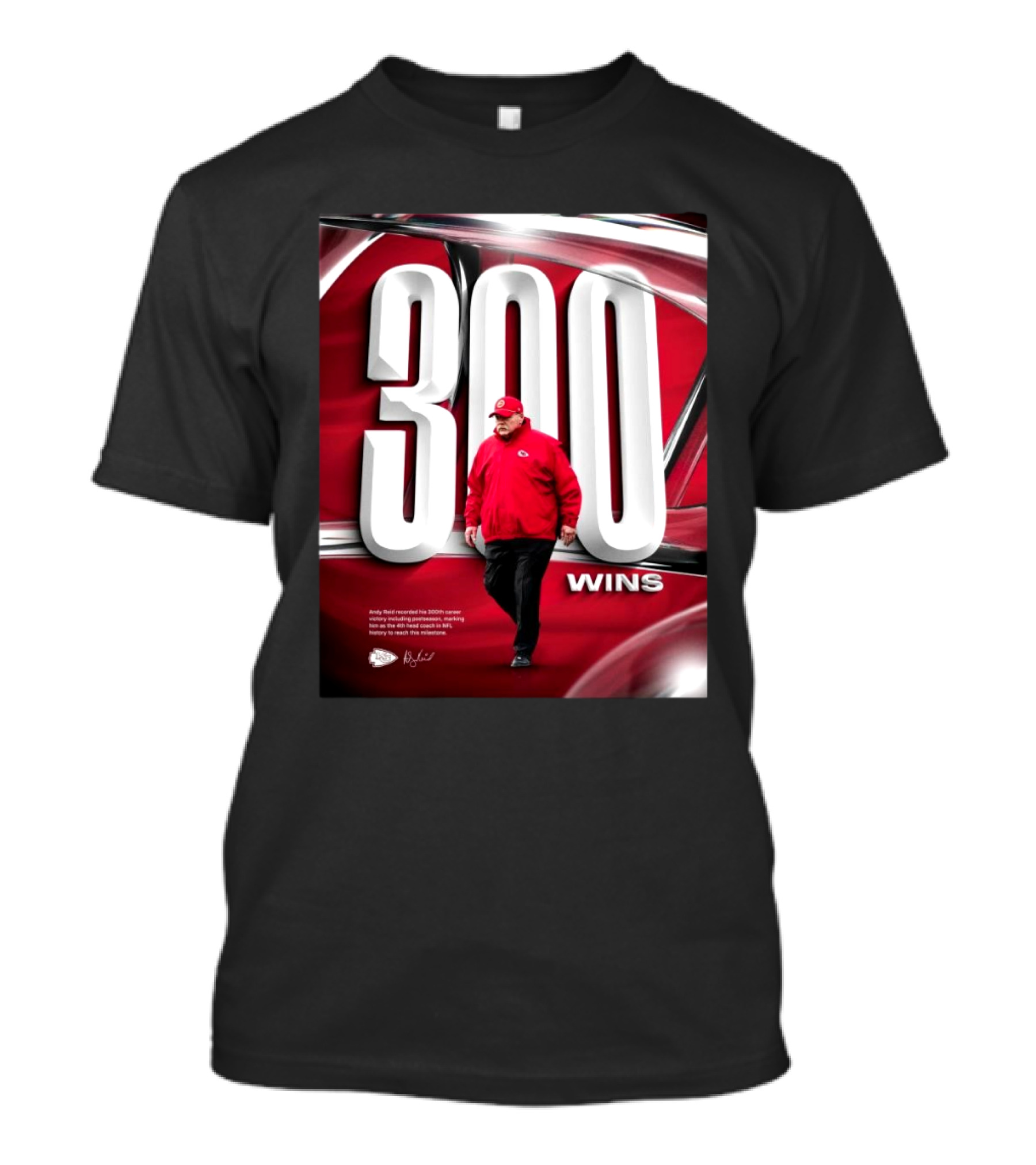 Kansas City Chiefs Andy Reid 300 Wins Career Victory Including Postseason Signature T-Shirt