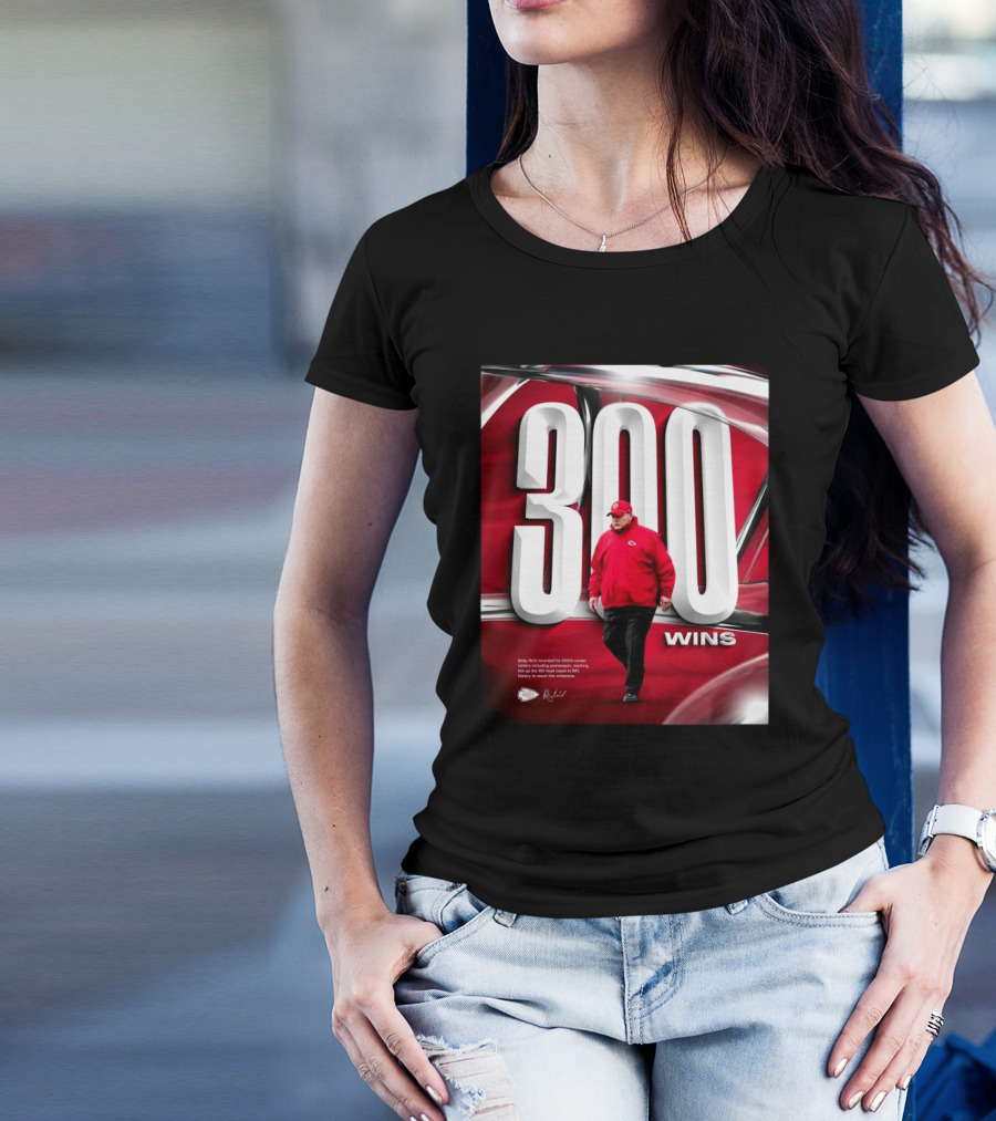 Kansas City Chiefs Andy Reid 300 Wins Career Victory Including Postseason Signature T-Shirt