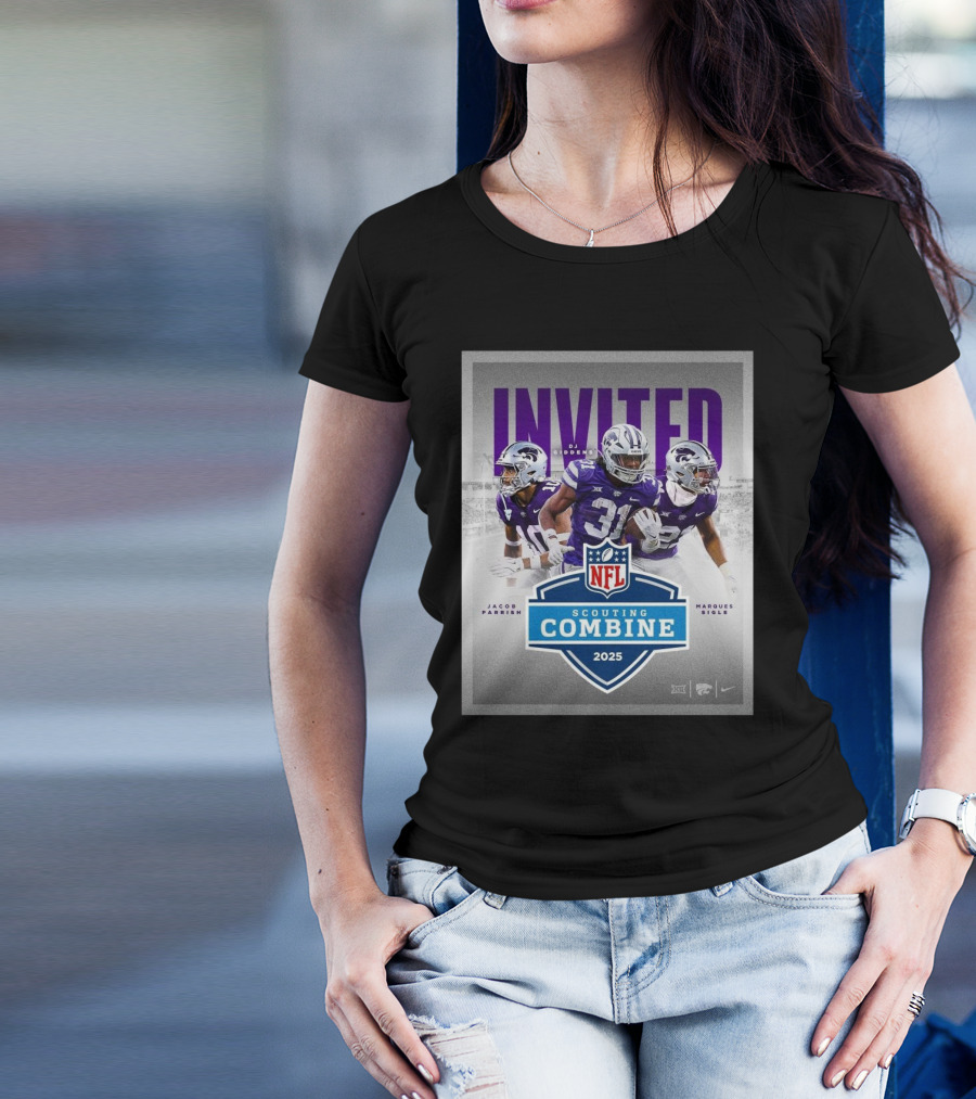 Kansas State Wildcats Football Invited Jacob Parrish DJ Giddens Marques Sigle 2025 NFL Scouting Combine T-Shirt