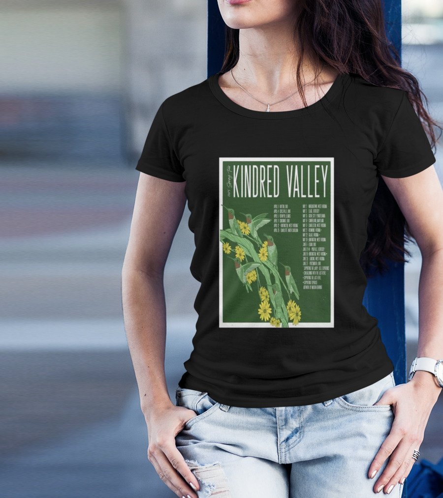 Kindred Valley 2025 Spring Tour Dates With Hummingbirds And Flowers T-Shirt