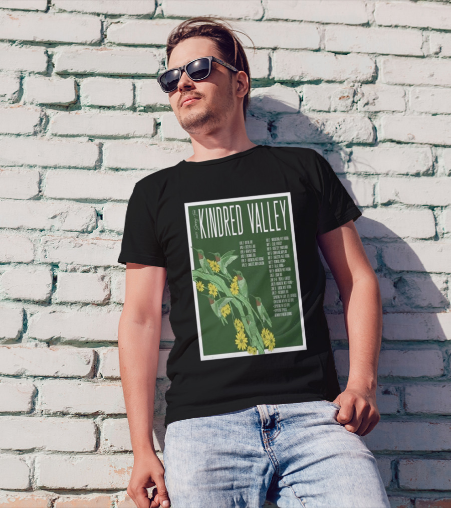 Kindred Valley 2025 Spring Tour Dates With Hummingbirds And Flowers T-Shirt