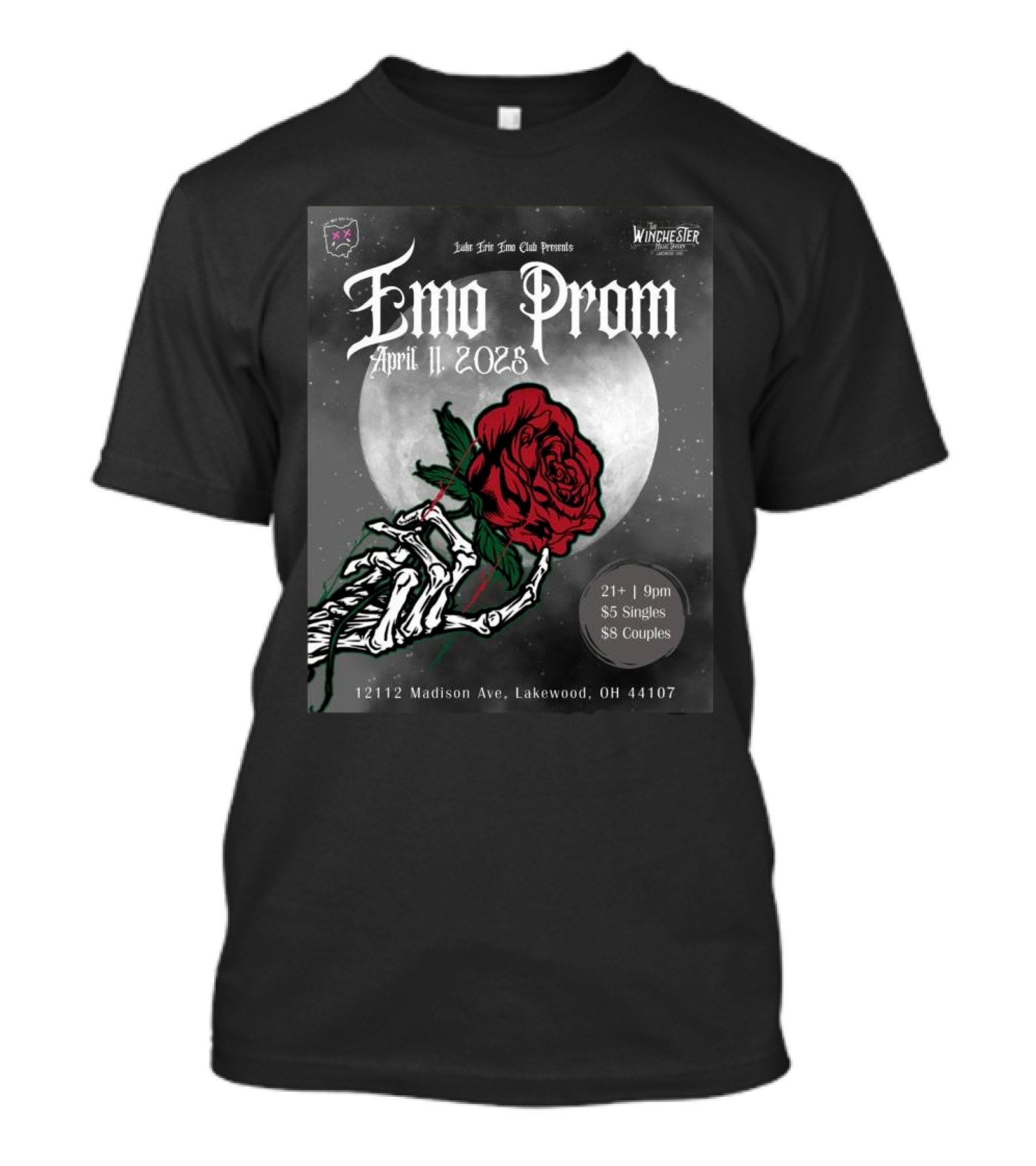 Lake Erie Emo Club Presents Emo Prom April 11 2025 At The Winchester Lakewood Ohio T-Shirt