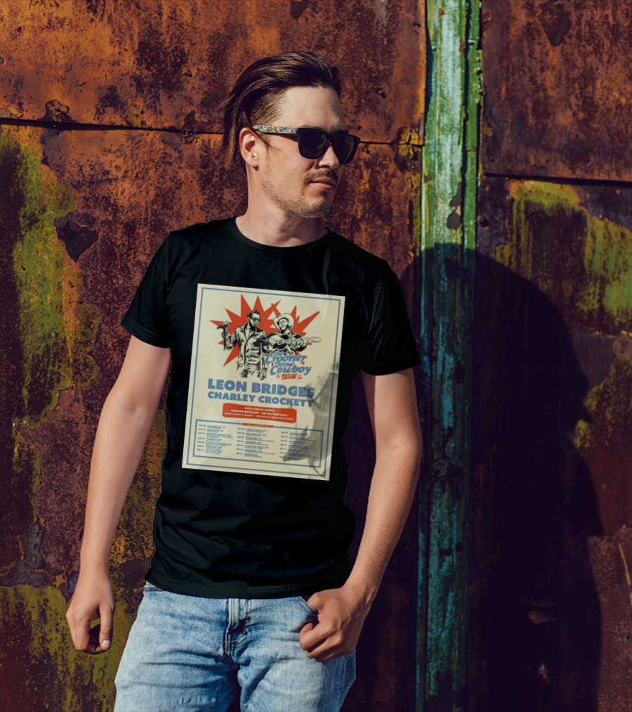 Leon Bridges Charley Crockett The Crooner And The Cowboy Live Tour 2025 With Noeline Hofmann And Reyna Tropical T-Shirt