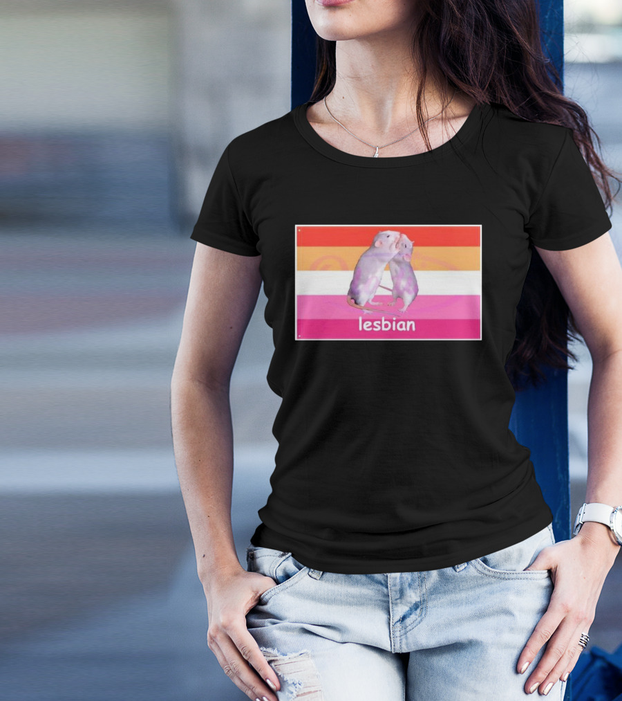 Lesbian Rat Pink And Orange LGBTQ Flag T-Shirt