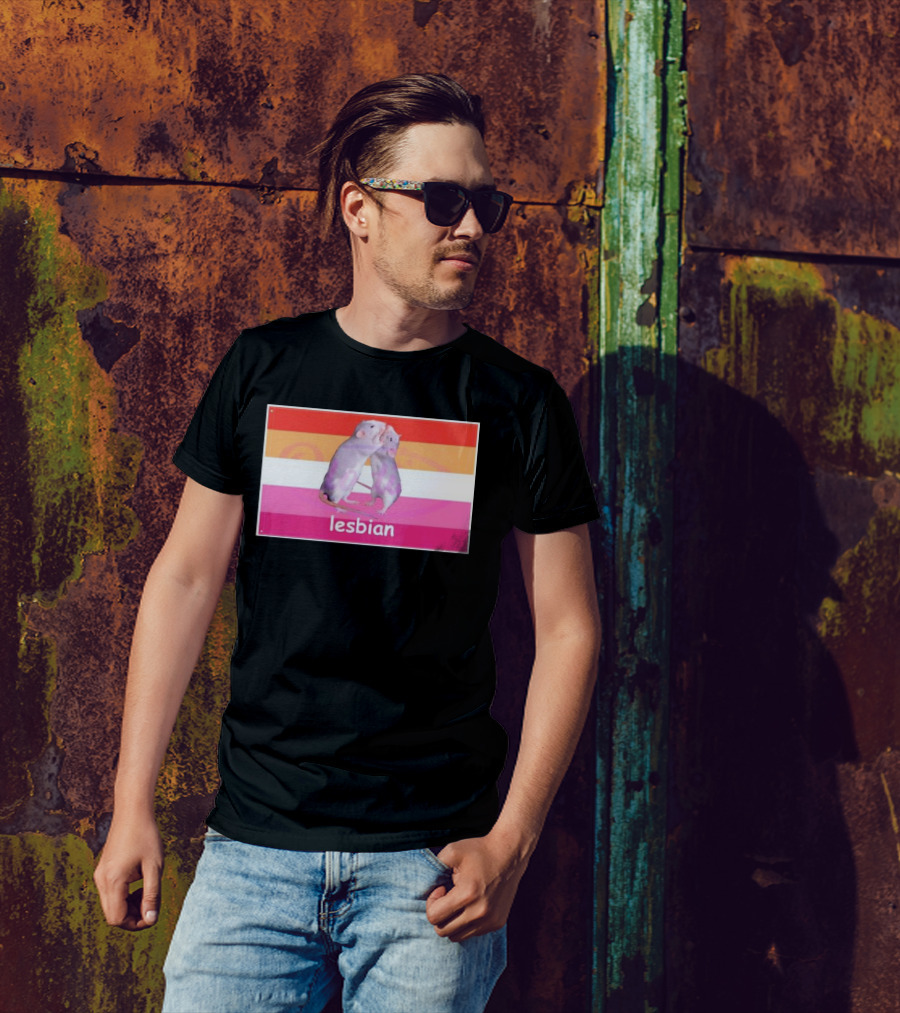 Lesbian Rat Pink And Orange LGBTQ Flag T-Shirt