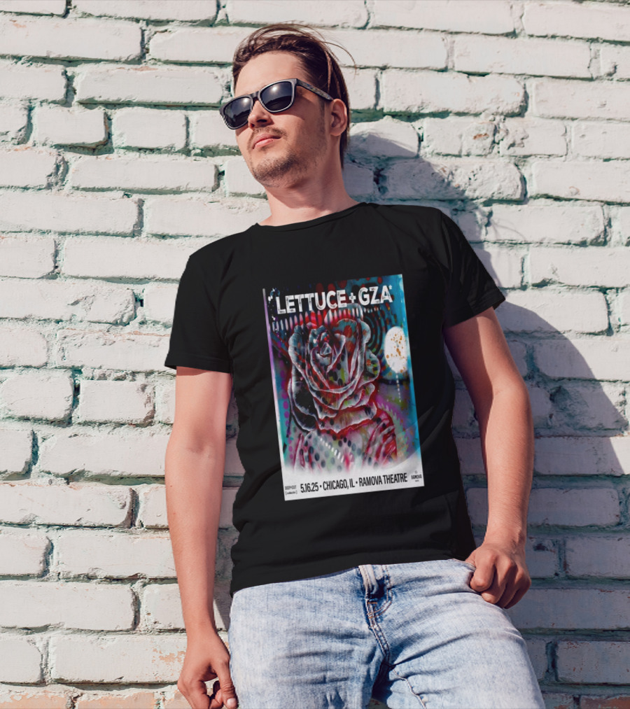 LETTUCE + GZA May 16 2025 Chicago IL Ramova Theatre Rose Artwork T-Shirt