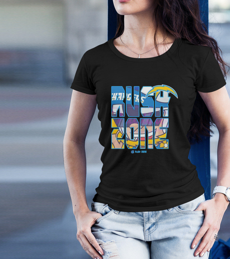 Los Angeles Chargers Rush Zone Cartoon Football T-Shirt