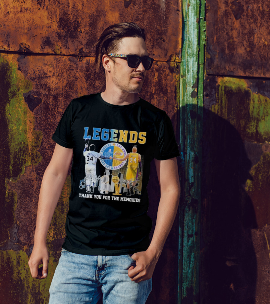 Los Angeles Legends Dodgers Valenzuela Lakers Bryant Thank You For The Memories T-Shirt