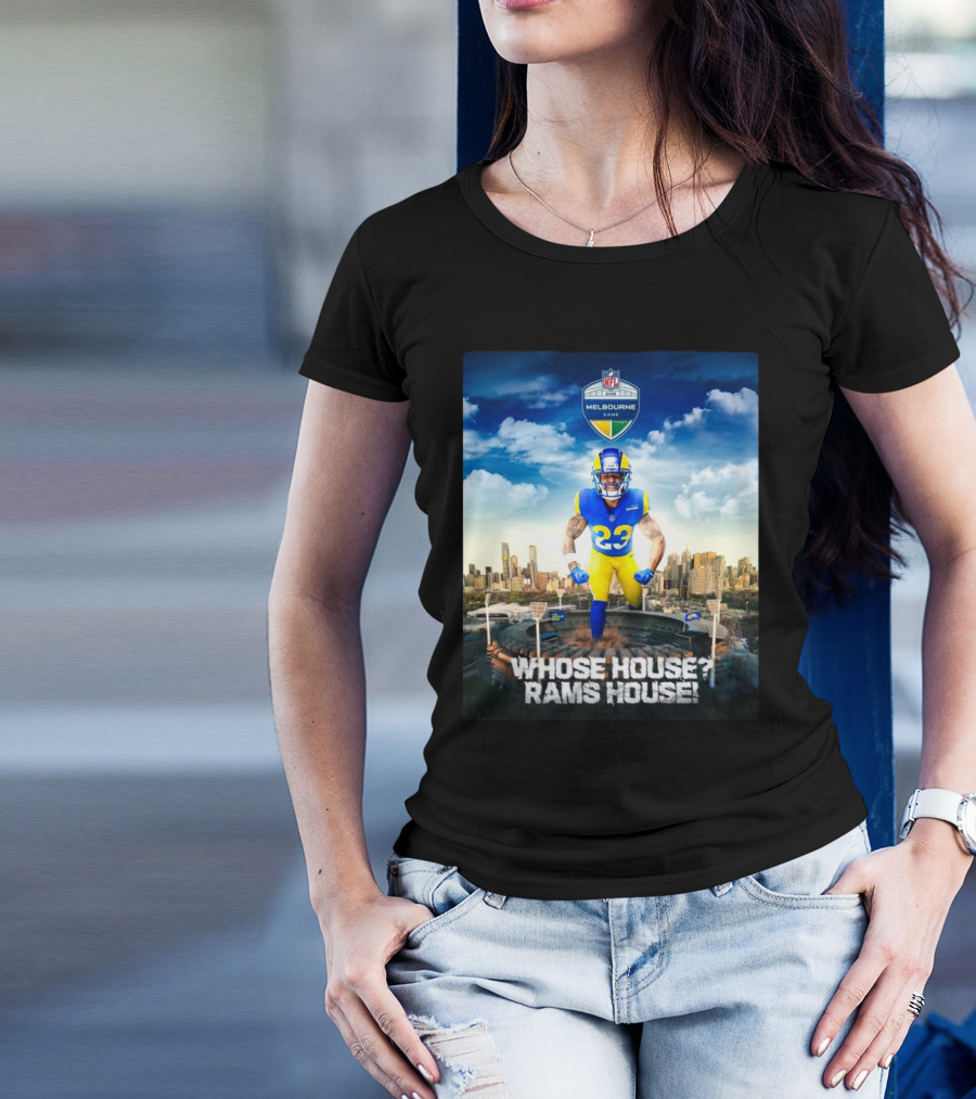 Los Angeles Rams Kyren Williams Whose House Rams House NFL 2026 Melbourne Game T-Shirt