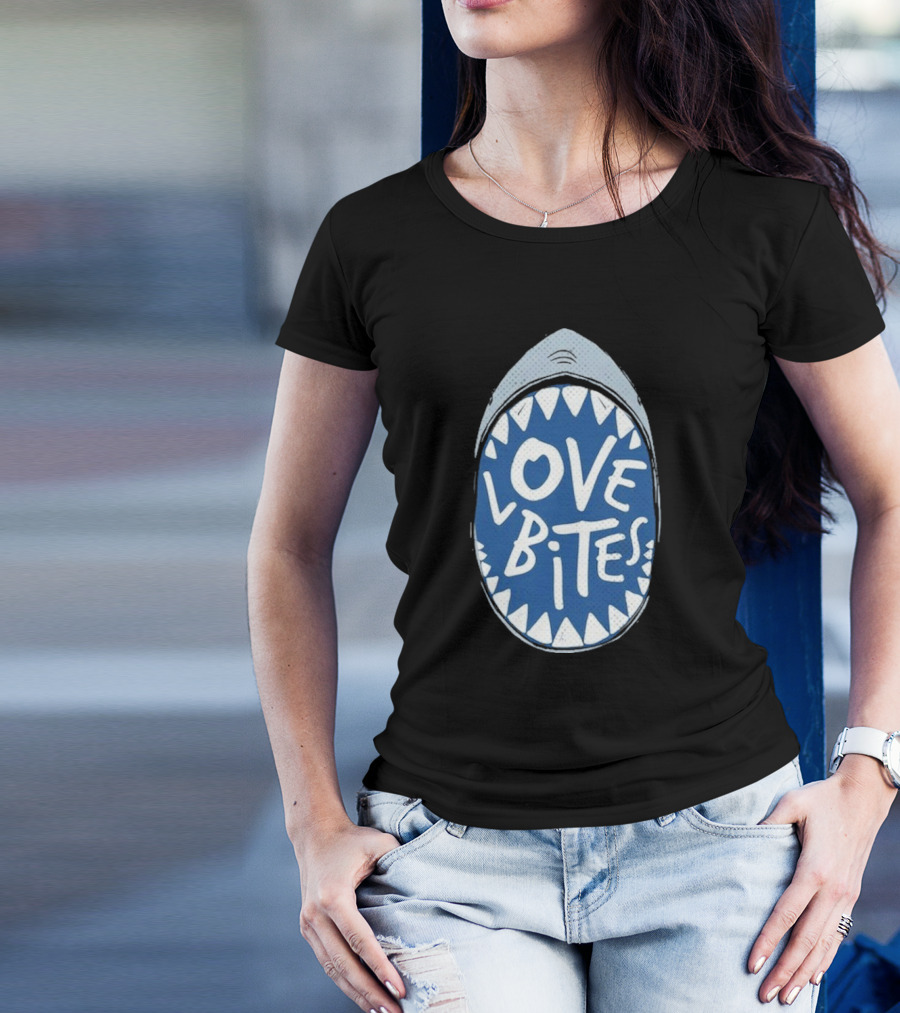 Love Bites Shark Mouth Teeth Graphic T-Shirt