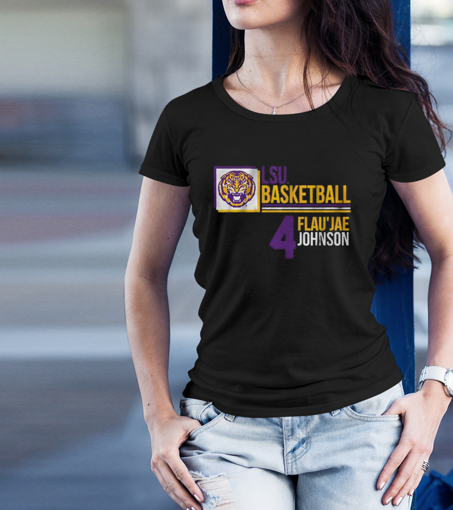 LSU Basketball Flau’Jae Johnson 4 Tiger Logo T-Shirt
