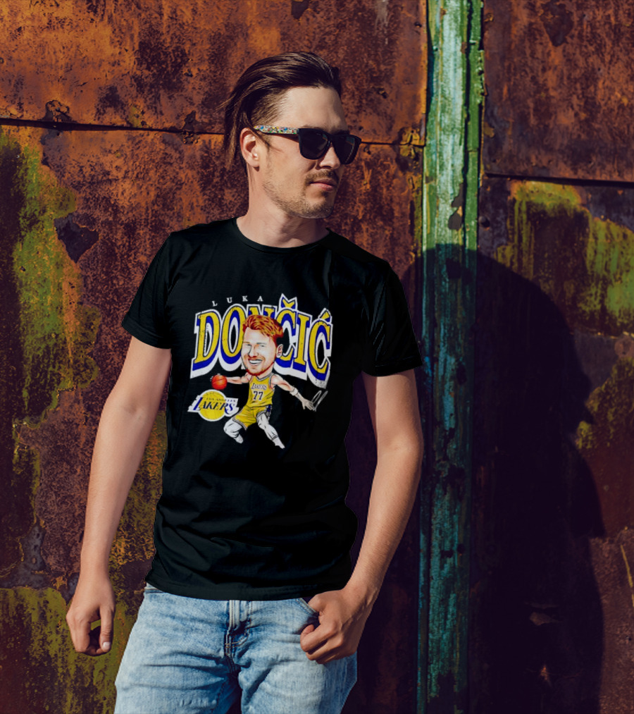 Luka Doncic Los Angeles Lakers Cartoon Lakers Logo T-Shirt