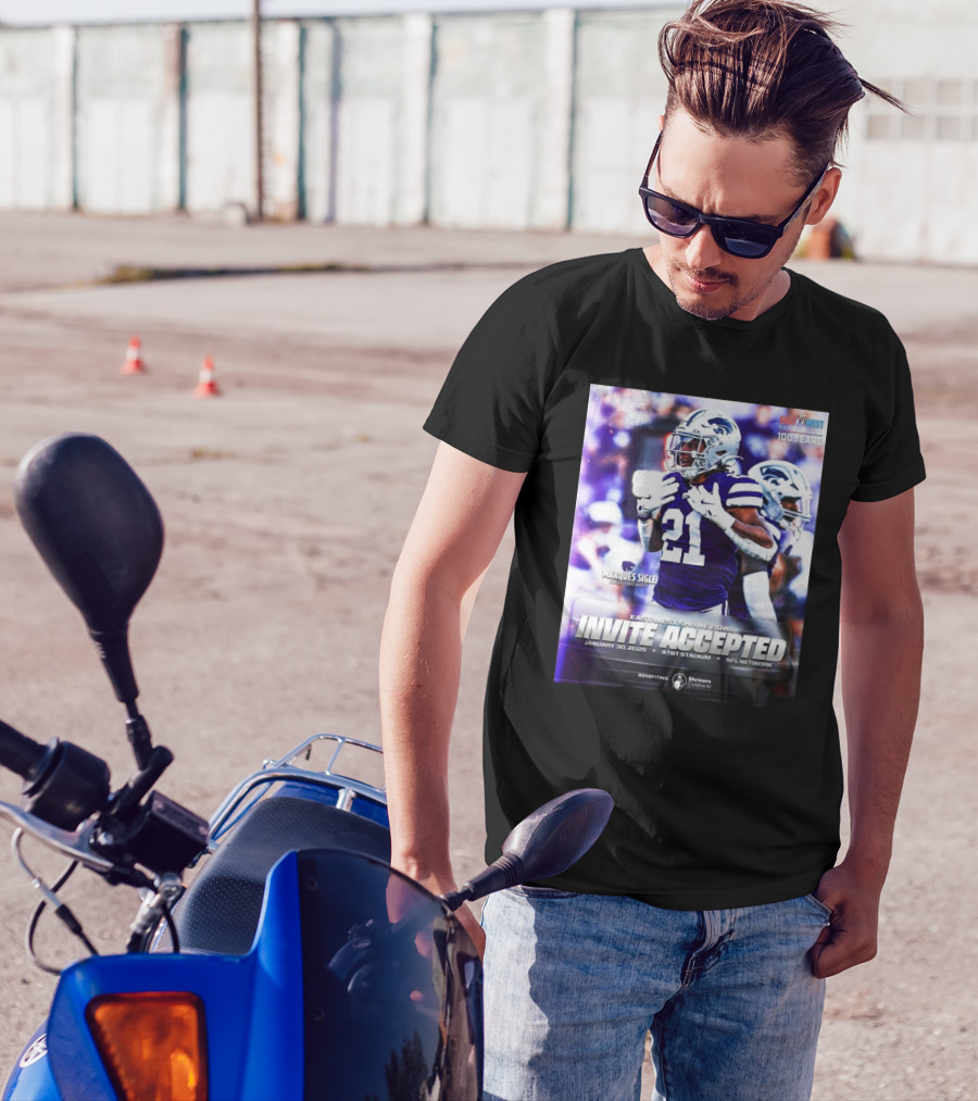 Marques Sigle Kansas State Wildcats East-West Shrine Bowl Invite Accepted Jan 30 2025 AT&T Stadium T-Shirt