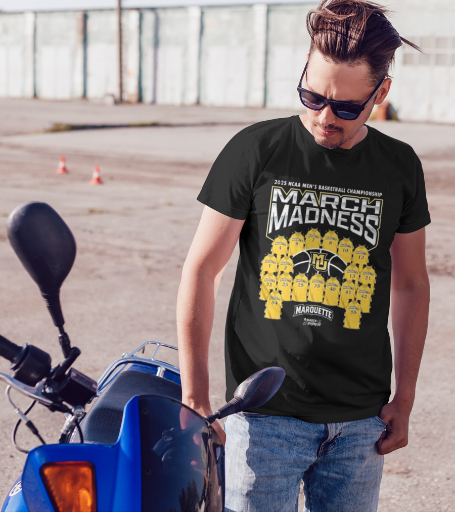 Marquette Golden Eagles March Madness 2025 NCAA Men's Basketball Championship Jersey Numbers And Team Logo T-Shirt