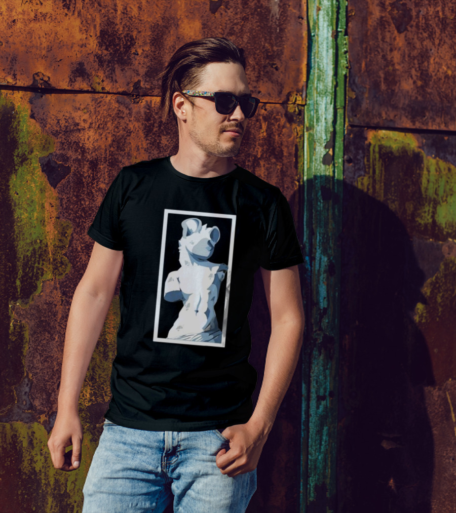 Mangoyena God's Chosen Hyena Statue Style T-Shirt