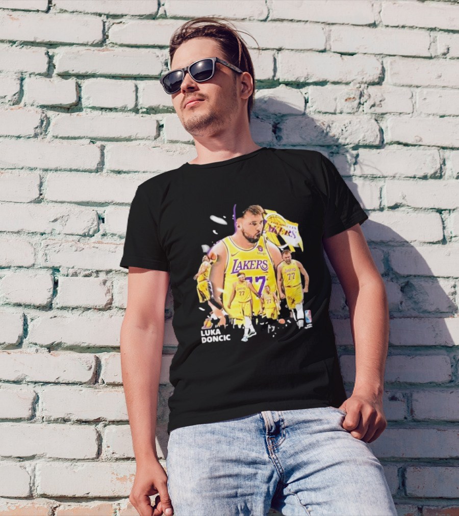 Luka Doncic 77 Vintage Style LA Lakers Basketball Imagery T-Shirt