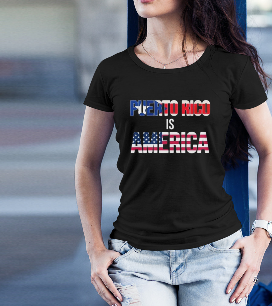 Puerto Rico Is America Flag Colors USA Stars And Stripes T-Shirt