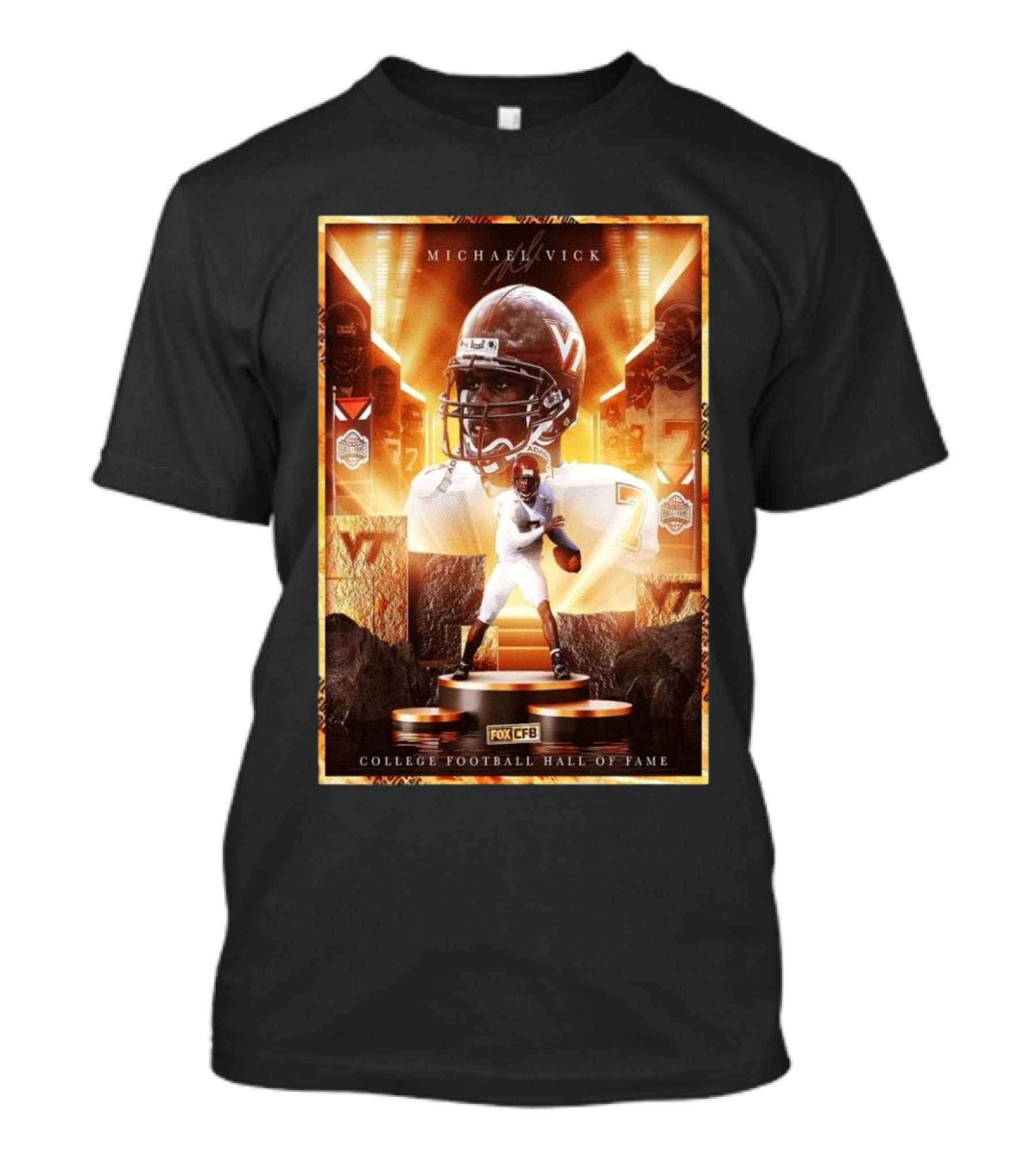 Michael Vick College Football Hall Of Fame Induction Virginia Tech Fox CFB T-Shirt