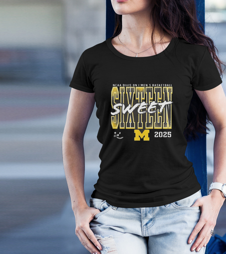 NCAA 2025 Michigan Wolverines Sweet Sixteen Basketball Tournament T-Shirt