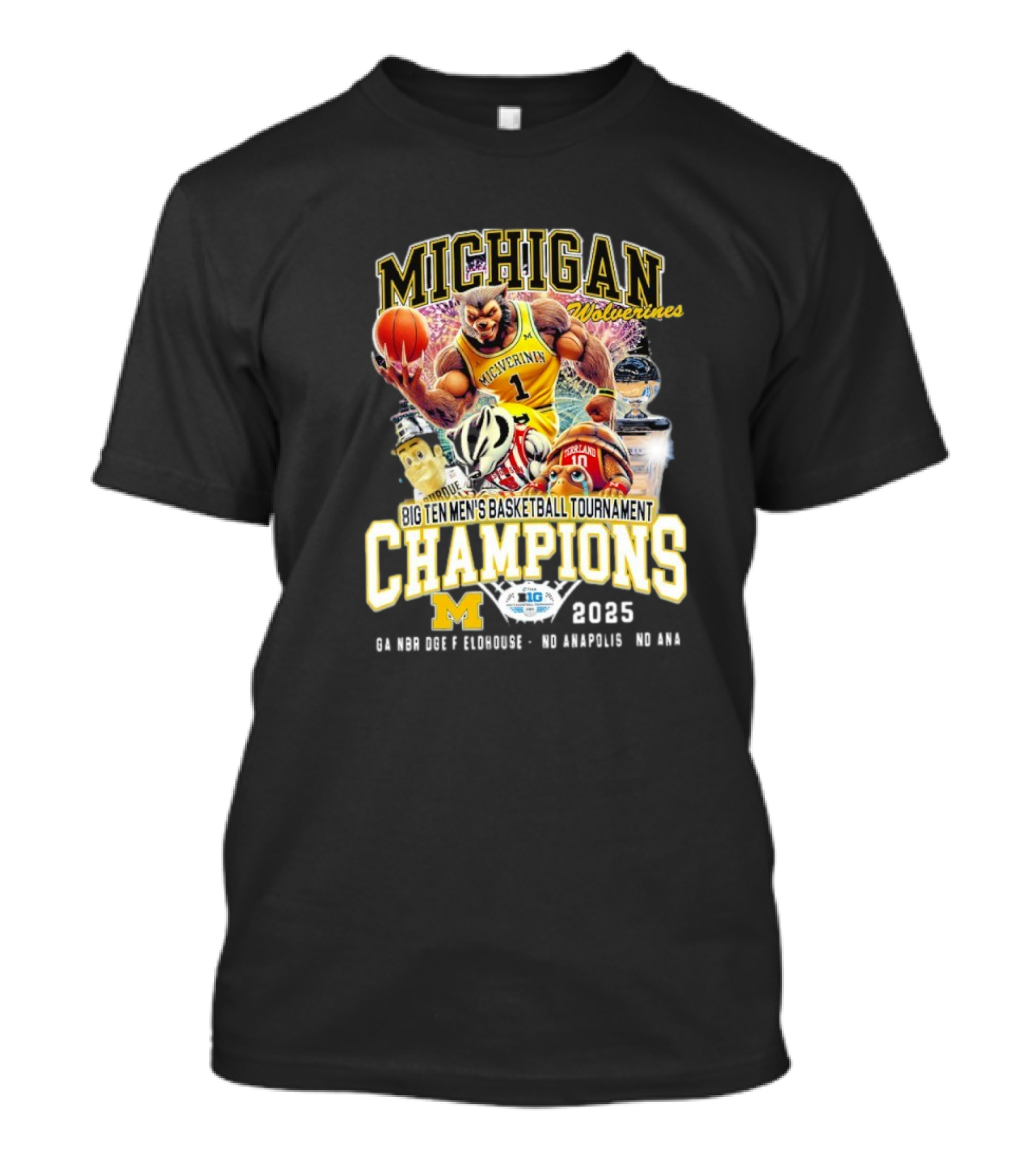 Michigan Wolverines Big Ten Men's Basketball Tournament Champions 2025 No Doubt No Questions No Idea T-Shirt