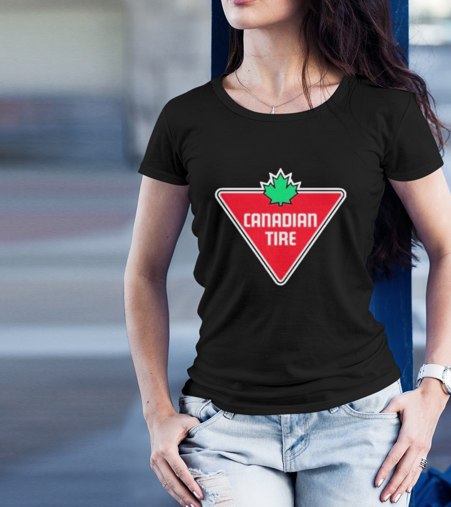 Mike Myers Canadian Tire Logo Red Triangle With Green Maple Leaf T-Shirt