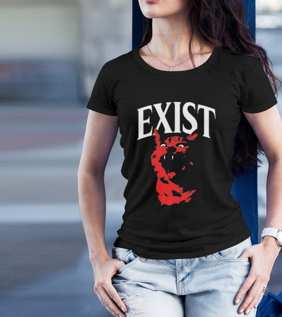 Mynameistuv Exist Red Cat Face T-Shirt