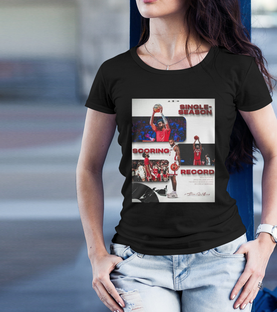 Nebraska Cornhuskers Brice Williams Single-Season Scoring Record 713 Points Signature T-Shirt