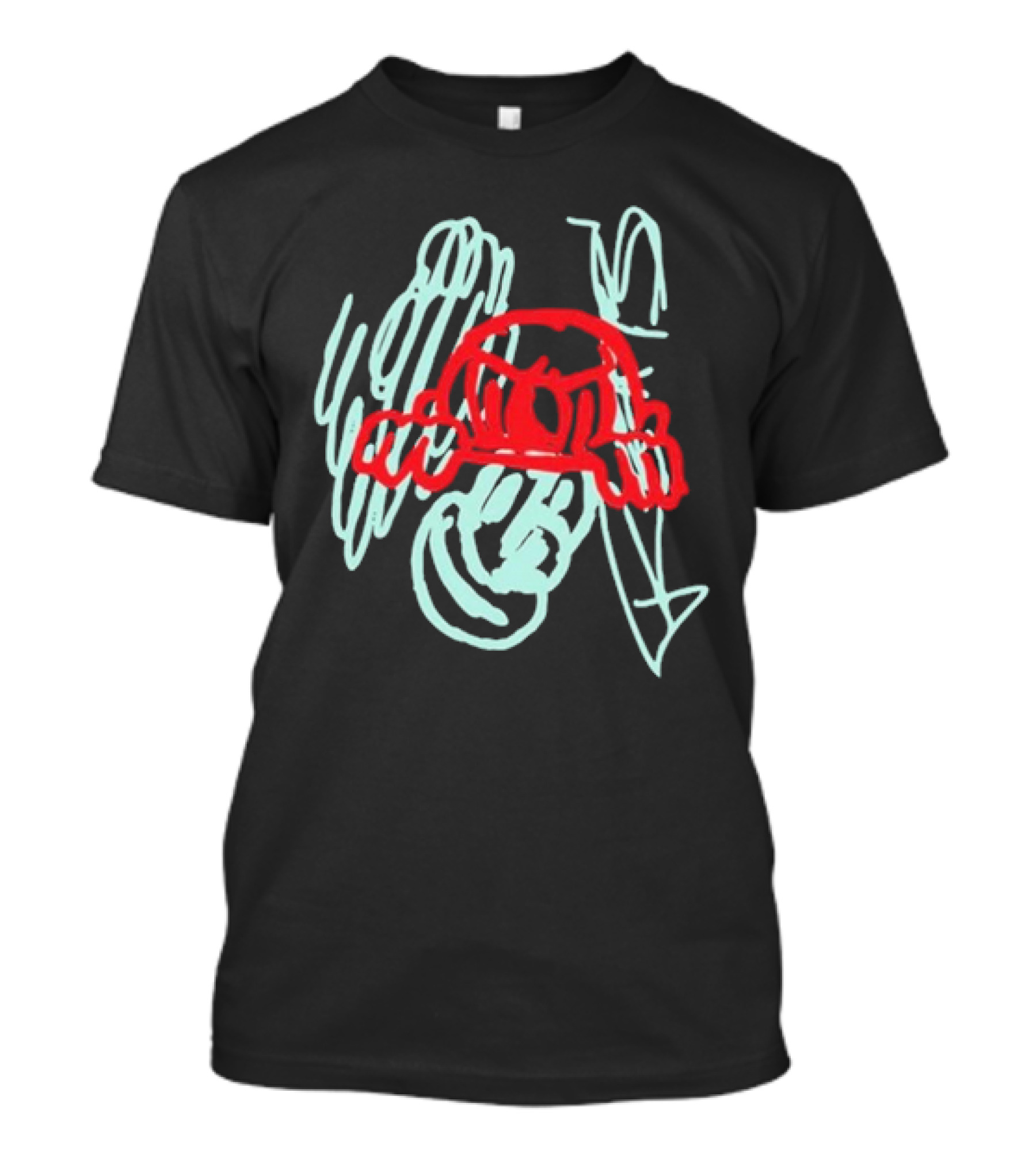 Nemzzz Rents Due Blue Scribble Red Face T-Shirt