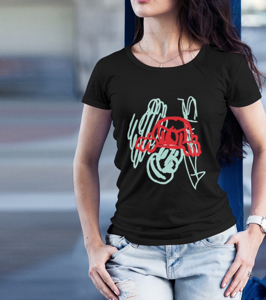 Nemzzz Rents Due Blue Scribble Red Face T-Shirt