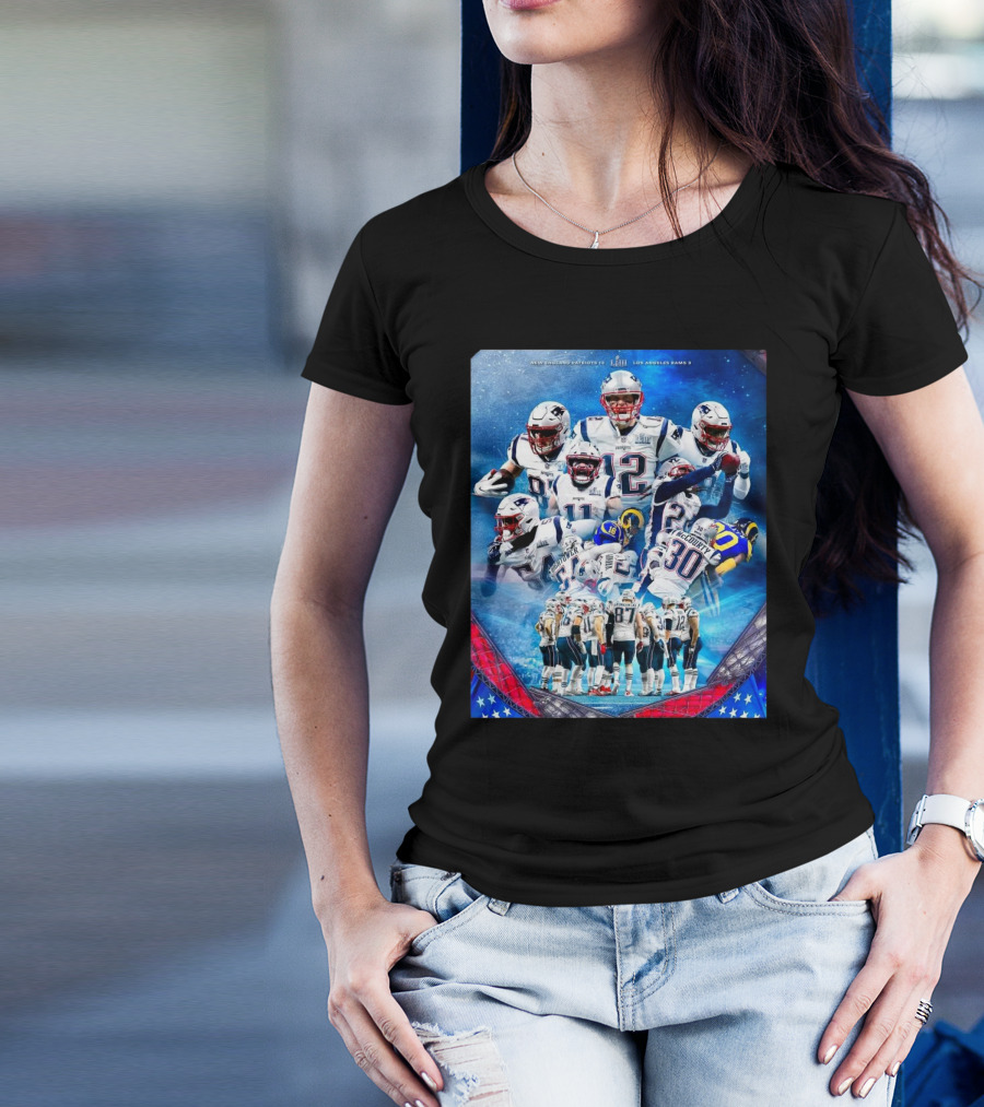 New England Patriots 13 Los Angeles Rams 3 Super Bowl LIII Champions Number 6 T-Shirt