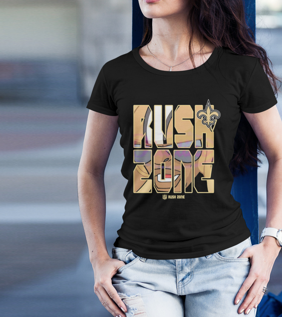 New Orleans Saints Rush Zone NFL Cartoon Fleur-de-Lis T-Shirt