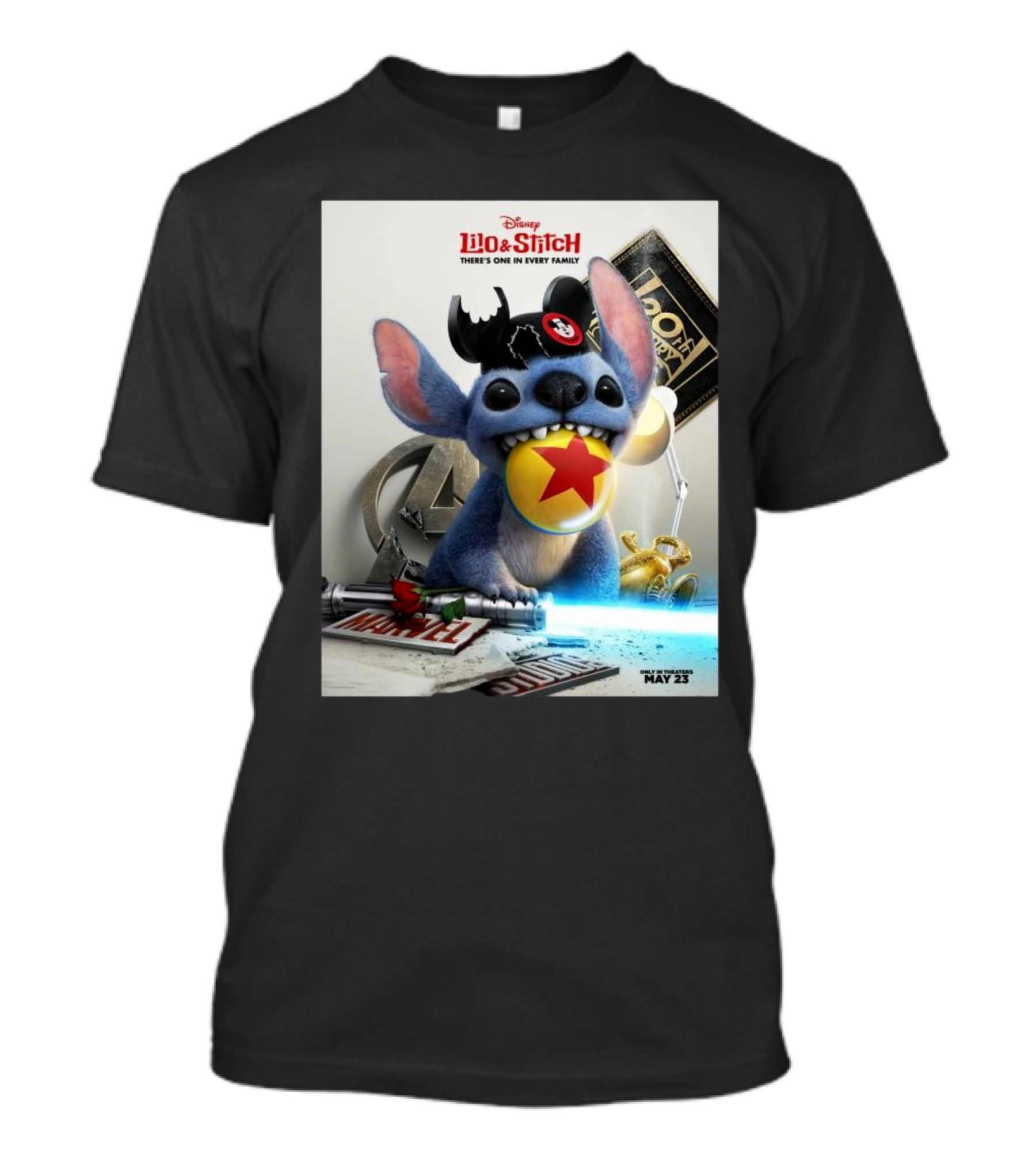 Disney Lilo And Stitch 2025 Featuring Iconic Pop Culture Mashup Elements T-Shirt