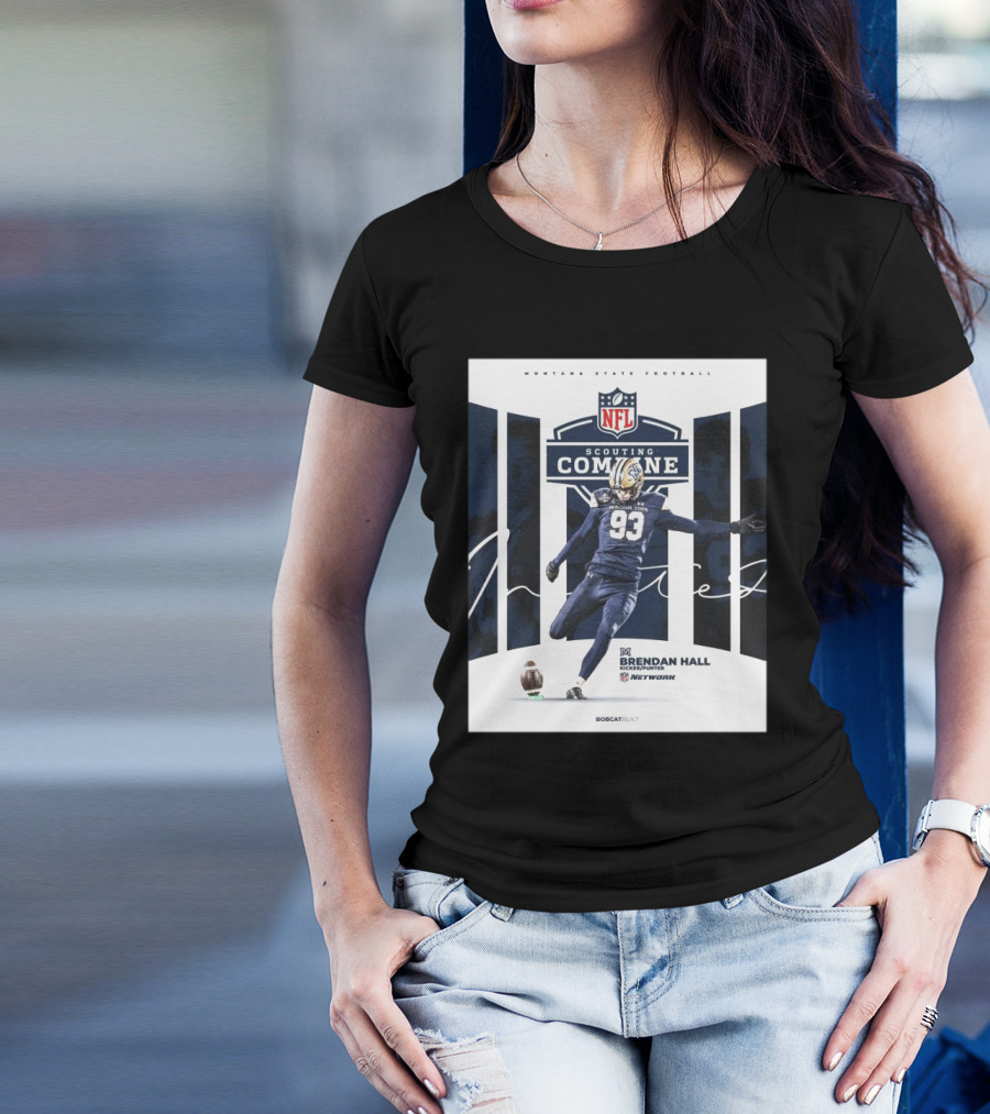 Montana State Football NFL Scouting Combine Brendan Hall Kicker Punter Bobcat Built Network T-Shirt