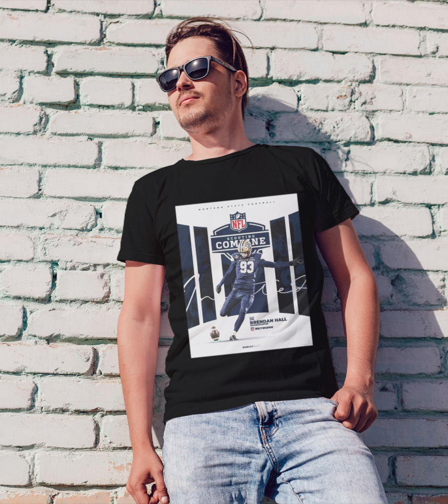 Montana State Football NFL Scouting Combine Brendan Hall Kicker Punter Bobcat Built Network T-Shirt