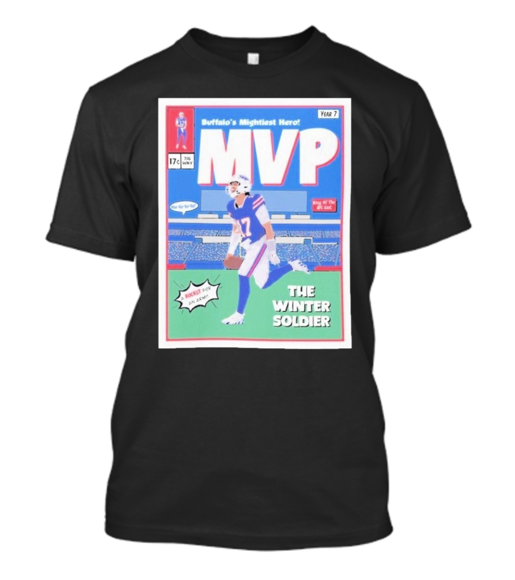 Buffalo's Mightiest Hero MVP The Winter Soldier Year 7 Comic Style 17¢ 716 WNY T-Shirt