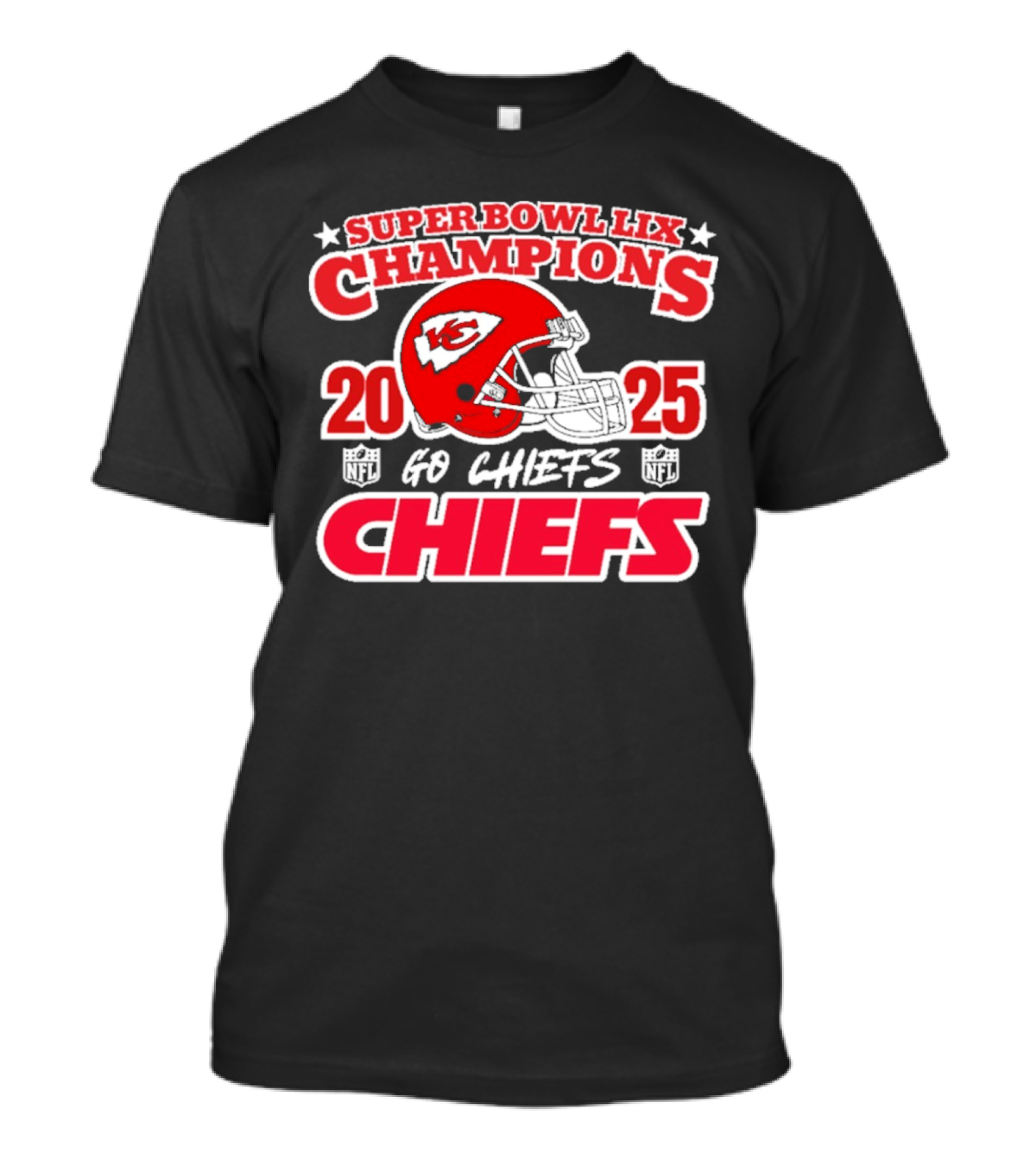 Nice Kansas City Chiefs NFL 2025 Super Bowl LIX Champions Helmet Logo T-Shirt