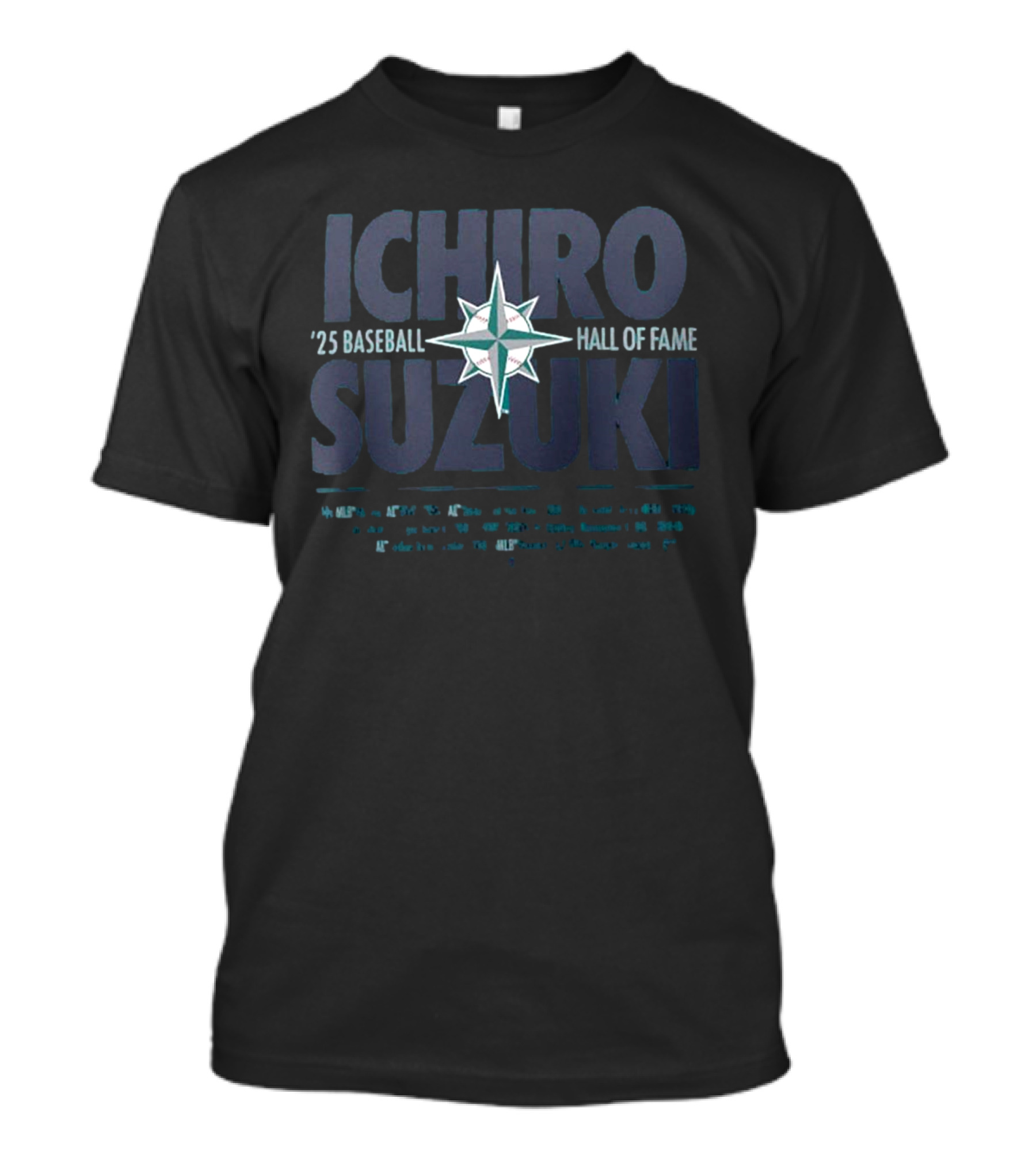 Nike Ichiro Suzuki Seattle Mariners '25 Baseball Hall Of Fame Career Statistics T-Shirt