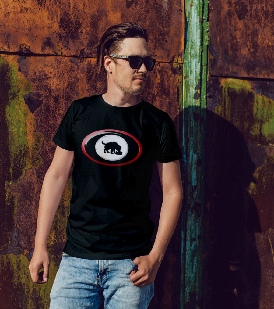 Niko-b Black Dog Embossed Graphic In Red Oval T-Shirt
