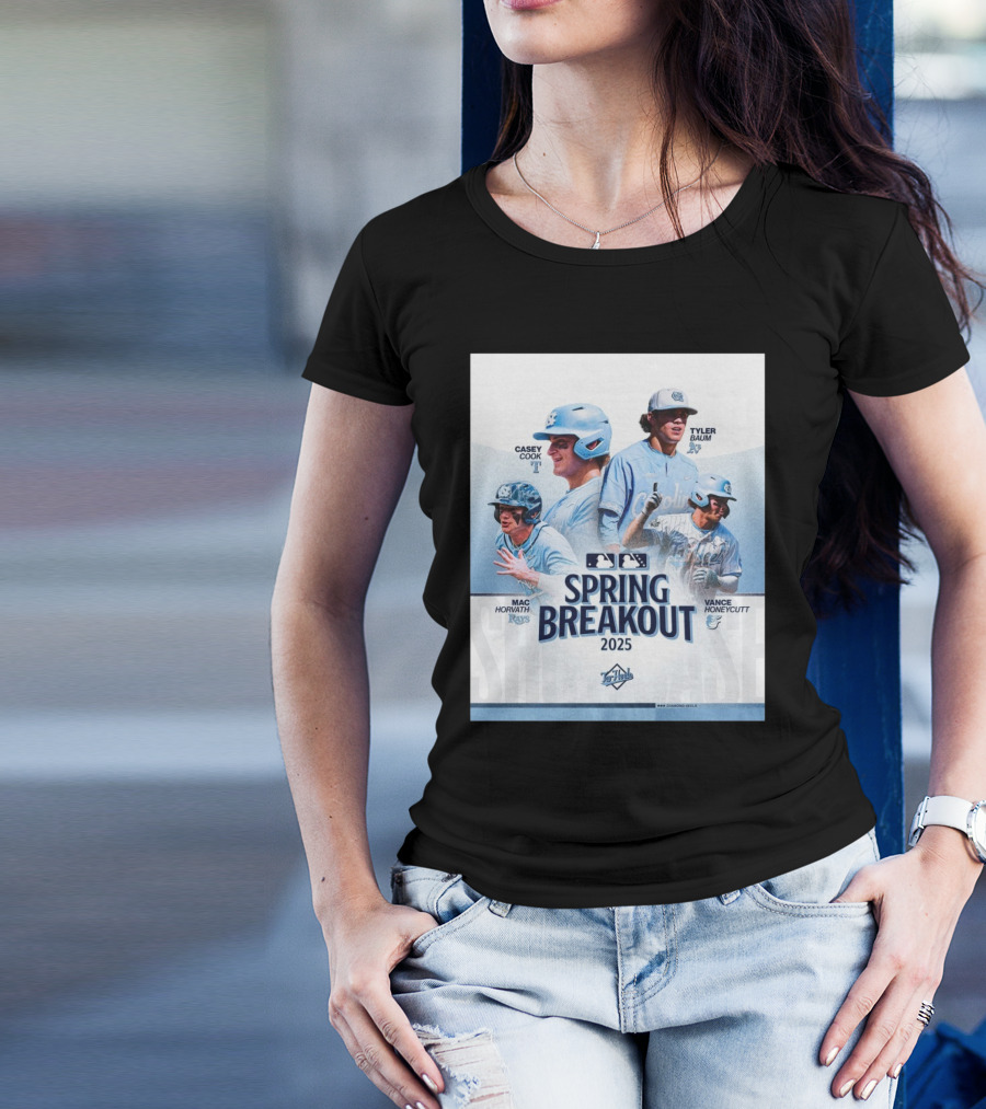 North Carolina Tar Heels Baseball Spring Breakout 2025 Casey Cook Tyler Baum Mac Horvath Vance Honeycutt MLB T-Shirt