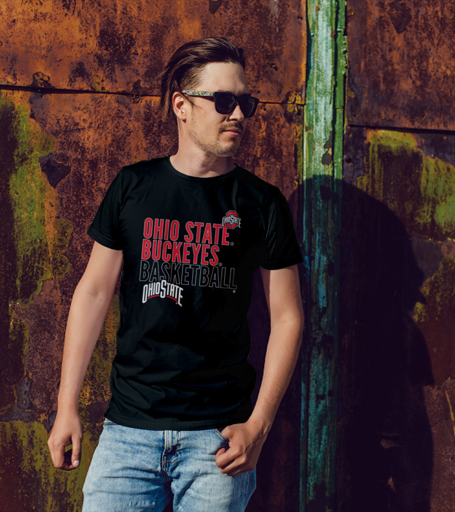 Ohio State Buckeyes Basketball Overlay Text T-Shirt