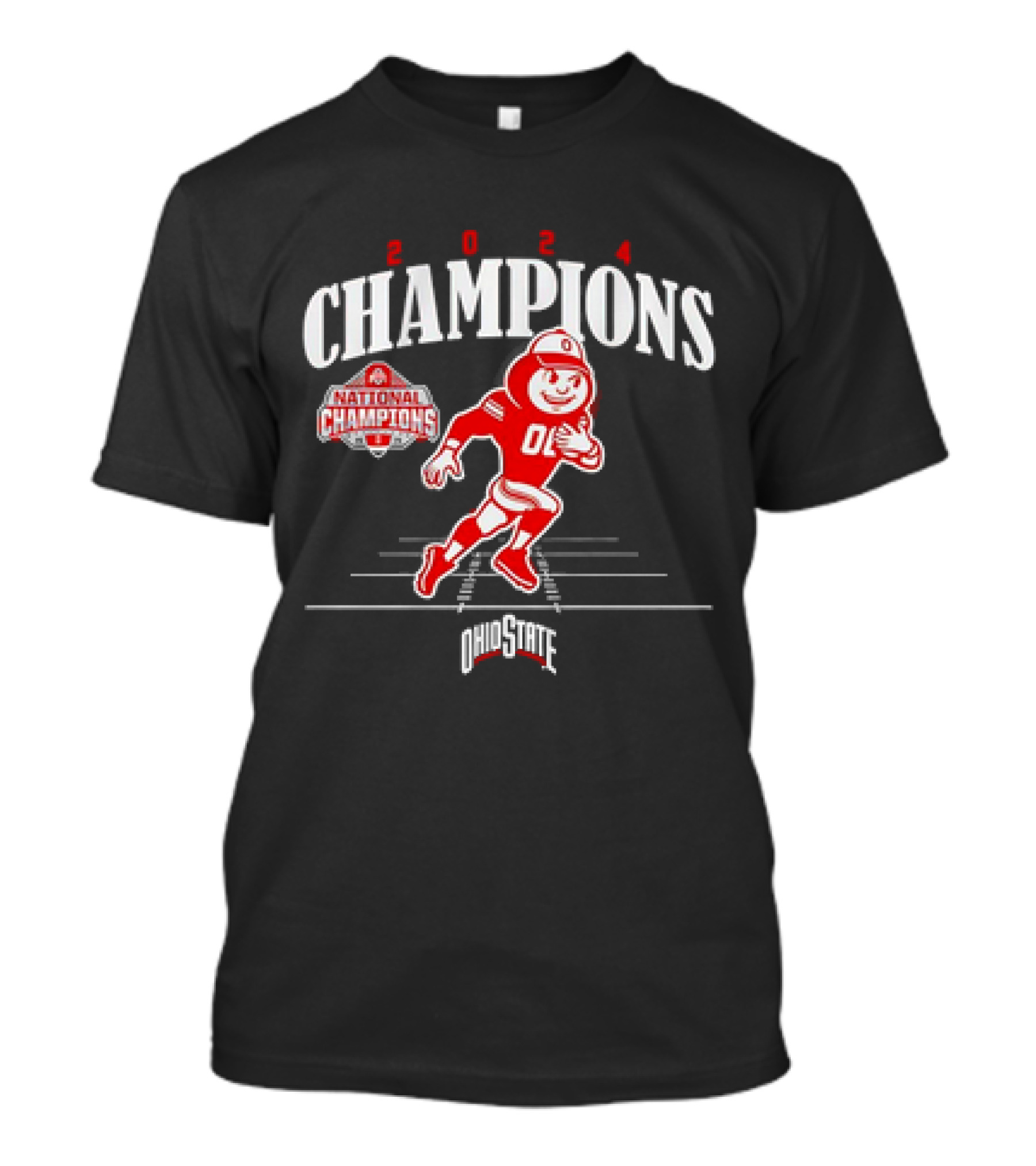 Ohio State Buckeyes 2024 National Champions Mascot Running T-Shirt