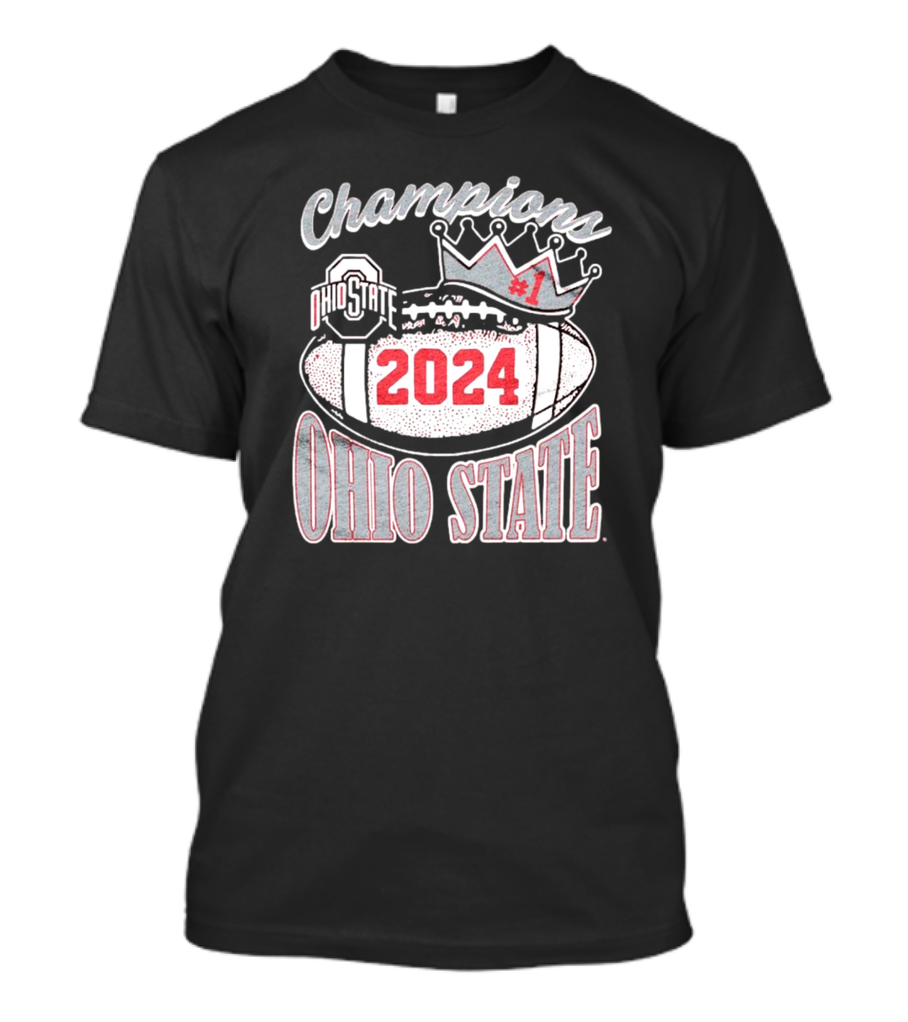 Ohio State Buckeyes Champions 2024 Number 1 Football Crown T-Shirt