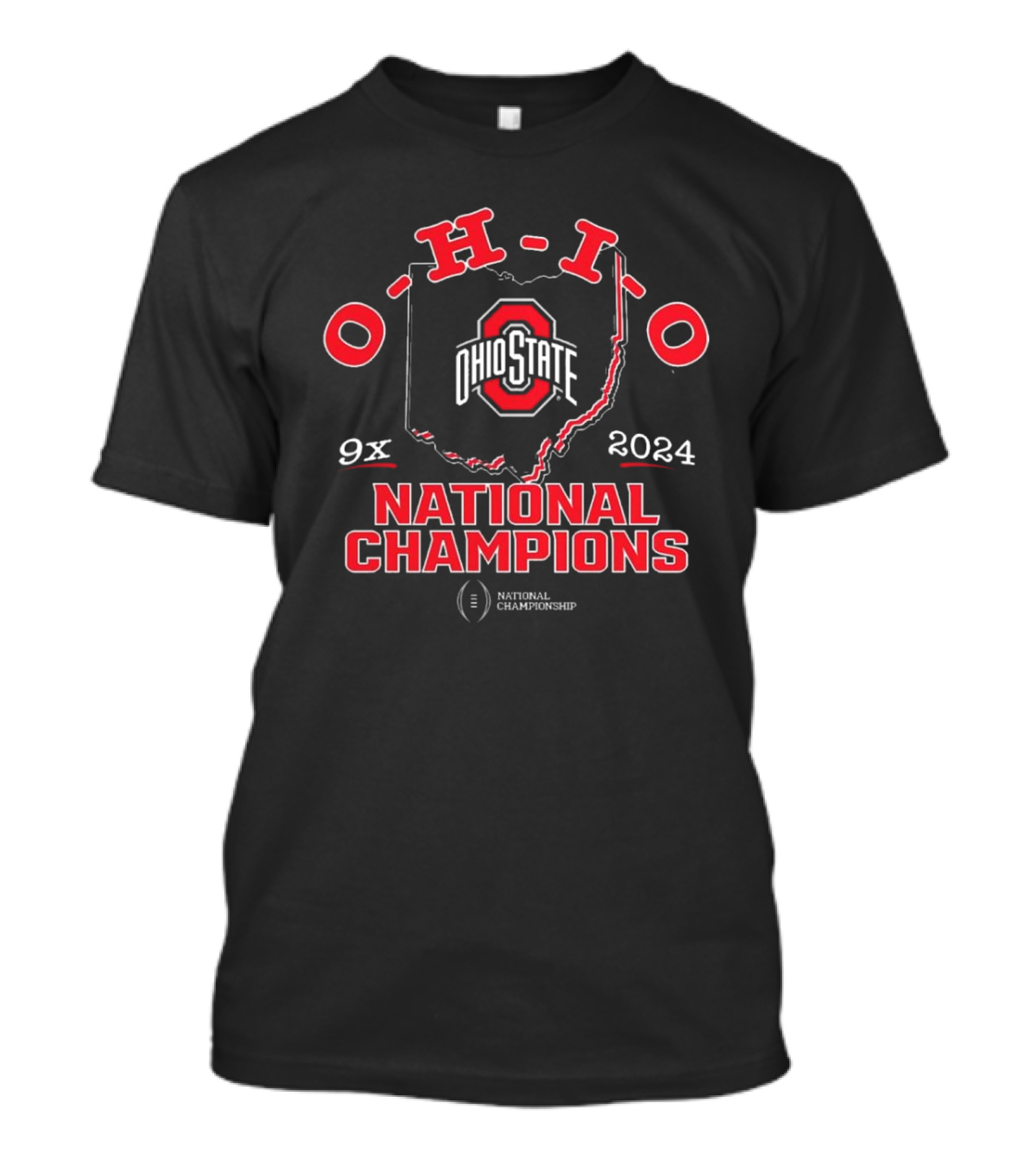 Ohio State Buckeyes 2024 National Champions Map 9x T-Shirt