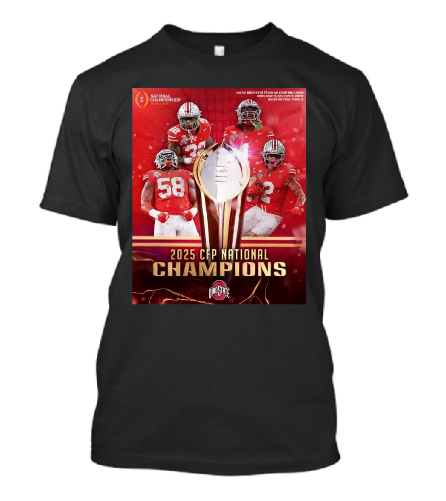 2025 CFP National Champions Ohio State Buckeyes Vs Notre Dame Fighting Irish National Championship Atlanta T-Shirt