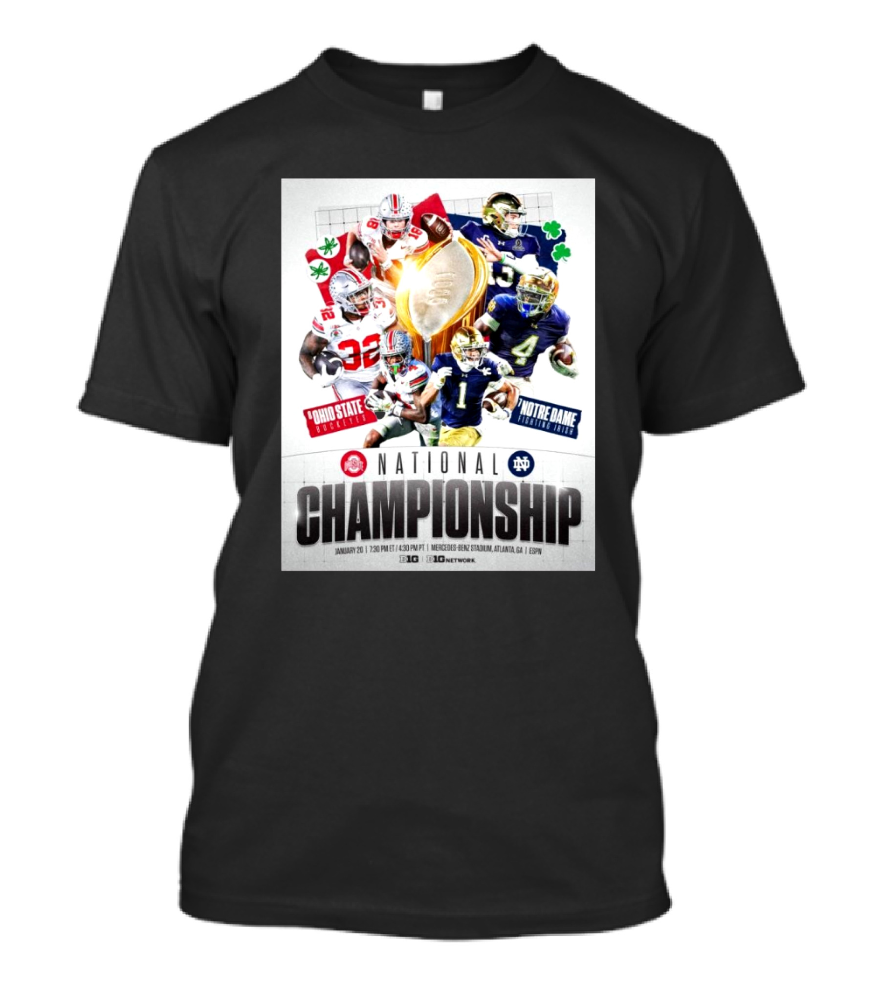 Ohio State Buckeyes Vs Notre Dame Fighting Irish National Championship Jan 20 Atlanta GA CFB Playoffs T-Shirt