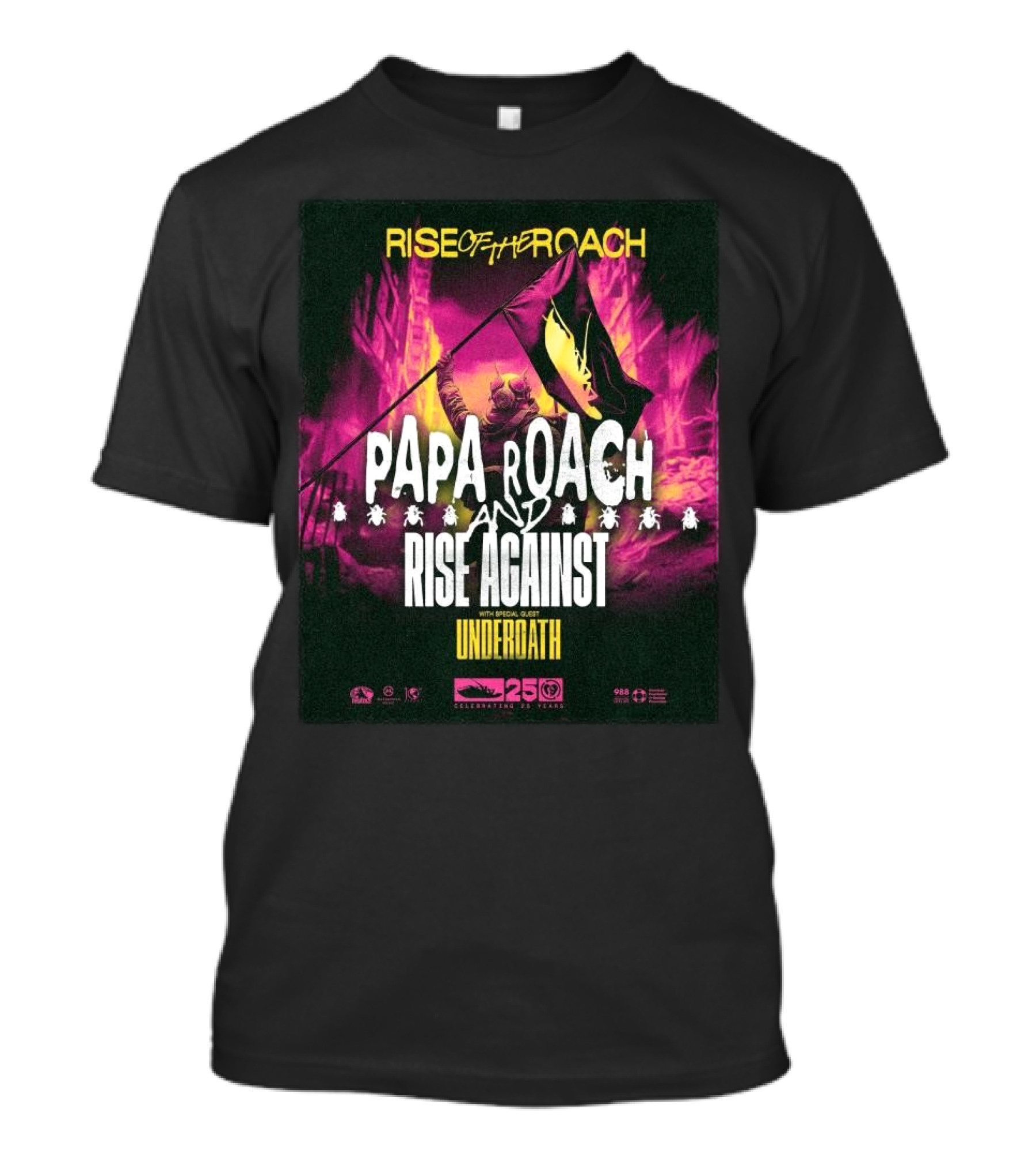 Papa Roach And Rise Against Rise Of The Roach Tour 2025 With Underoath Special Guest T-Shirt